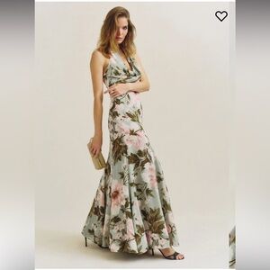 Reformation Ezria Maxi Halter Floral Dress in Fauna 0